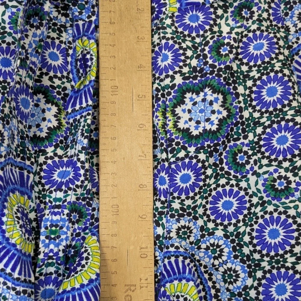 Banana Republic Womens Boho Resort Wide Leg Linen Blend Pants Size 6 Blue Belted